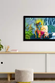 eCraftIndia Lord Krishna Satin Matt Texture UV Art Painting