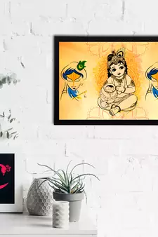 eCraftIndia Lord Krishna Satin Matt Texture UV Art Painting