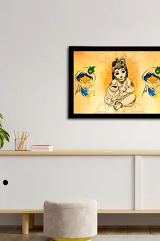 eCraftIndia Lord Krishna Satin Matt Texture UV Art Painting