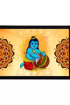 eCraftIndia Lord Krishna Satin Matt Texture UV Art Painting