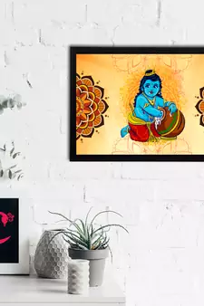 eCraftIndia Lord Krishna Satin Matt Texture UV Art Painting
