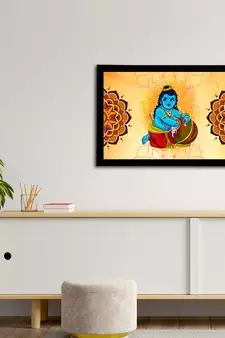 eCraftIndia Lord Krishna Satin Matt Texture UV Art Painting