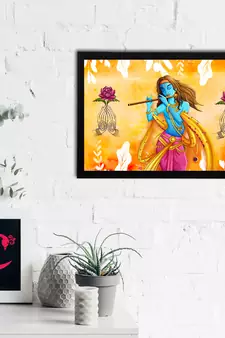 eCraftIndia Lord Krishna Satin Matt Texture UV Art Painting