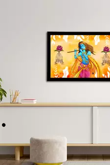 eCraftIndia Lord Krishna Satin Matt Texture UV Art Painting