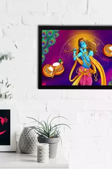 eCraftIndia Lord Krishna Satin Matt Texture UV Art Painting