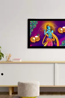 eCraftIndia Lord Krishna Satin Matt Texture UV Art Painting