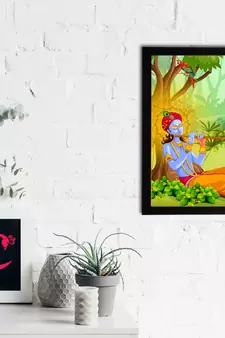 eCraftIndia Lord Krishna Satin Matt Texture UV Art Painting