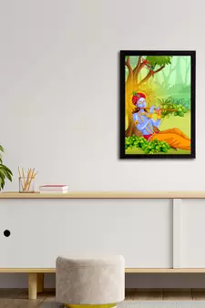eCraftIndia Lord Krishna Satin Matt Texture UV Art Painting