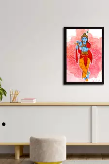 eCraftIndia Lord Krishna Satin Matt Texture UV Art Painting