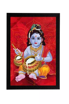 eCraftIndia Lord Krishna Satin Matt Texture UV Art Painting
