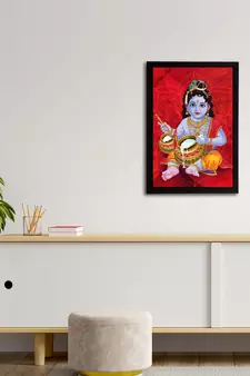 eCraftIndia Lord Krishna Satin Matt Texture UV Art Painting