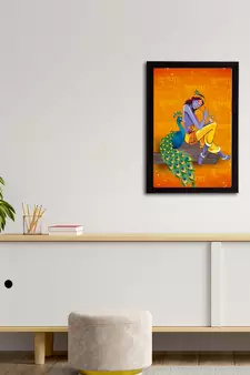 eCraftIndia Lord Krishna Satin Matt Texture UV Art Painting