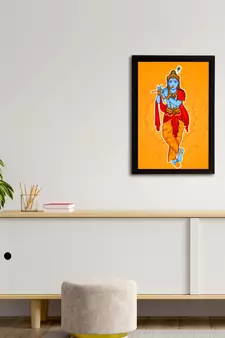 eCraftIndia Lord Krishna Satin Matt Texture UV Art Painting