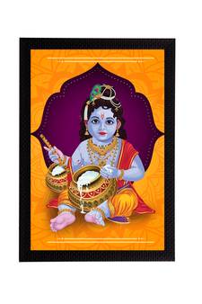 eCraftIndia Lord Krishna Satin Matt Texture UV Art Painting