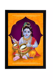 eCraftIndia Lord Krishna Satin Matt Texture UV Art Painting