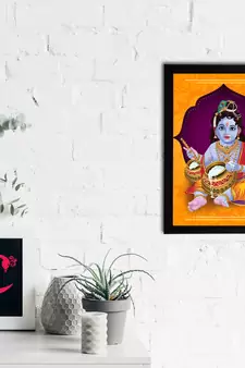 eCraftIndia Lord Krishna Satin Matt Texture UV Art Painting