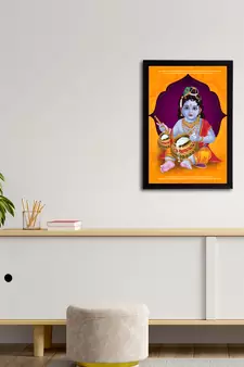 eCraftIndia Lord Krishna Satin Matt Texture UV Art Painting