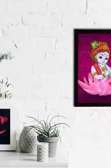 eCraftIndia Lord Krishna Satin Matt Texture UV Art Painting