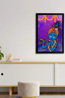 eCraftIndia Lord Krishna Satin Matt Texture UV Art Painting