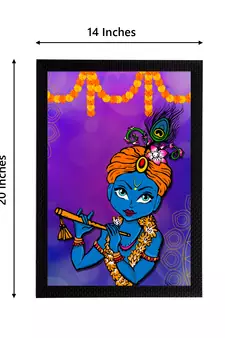 eCraftIndia Lord Krishna Satin Matt Texture UV Art Painting