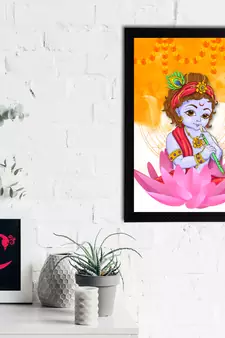 eCraftIndia Lord Krishna Satin Matt Texture UV Art Painting
