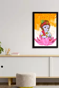 eCraftIndia Lord Krishna Satin Matt Texture UV Art Painting