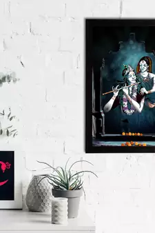 eCraftIndia Lord Krishna Satin Matt Texture UV Art Painting