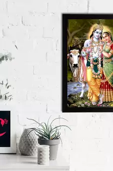 eCraftIndia Lord Krishna Satin Matt Texture UV Art Painting