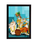 eCraftIndia Lord Krishna Satin Matt Texture UV Art Painting