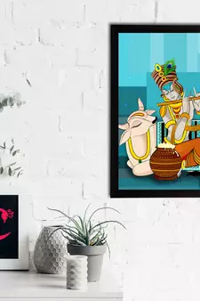 eCraftIndia Lord Krishna Satin Matt Texture UV Art Painting