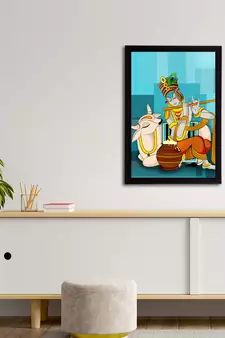 eCraftIndia Lord Krishna Satin Matt Texture UV Art Painting