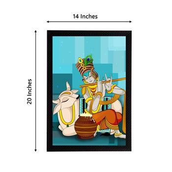 eCraftIndia Lord Krishna Satin Matt Texture UV Art Painting 4