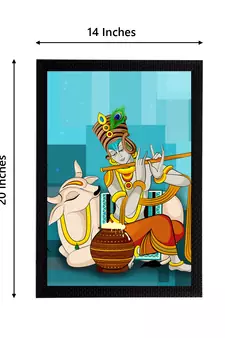 eCraftIndia Lord Krishna Satin Matt Texture UV Art Painting