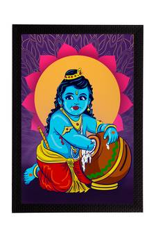 eCraftIndia Lord Krishna Satin Matt Texture UV Art Painting