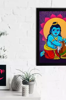 eCraftIndia Lord Krishna Satin Matt Texture UV Art Painting