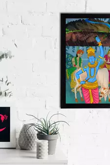 eCraftIndia Lord Krishna Satin Matt Texture UV Art Painting