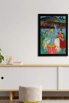 eCraftIndia Lord Krishna Satin Matt Texture UV Art Painting