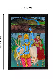 eCraftIndia Lord Krishna Satin Matt Texture UV Art Painting