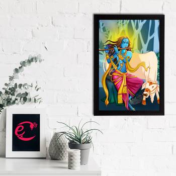 eCraftIndia Lord Krishna Satin Matt Texture UV Art Painting 2