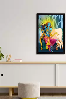 eCraftIndia Lord Krishna Satin Matt Texture UV Art Painting