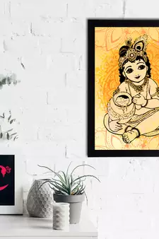 eCraftIndia Lord Krishna Satin Matt Texture UV Art Painting