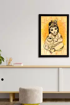 eCraftIndia Lord Krishna Satin Matt Texture UV Art Painting