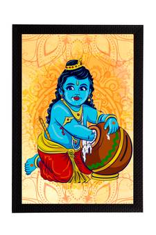 eCraftIndia Lord Krishna Satin Matt Texture UV Art Painting