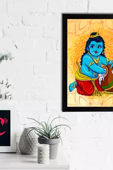 eCraftIndia Lord Krishna Satin Matt Texture UV Art Painting
