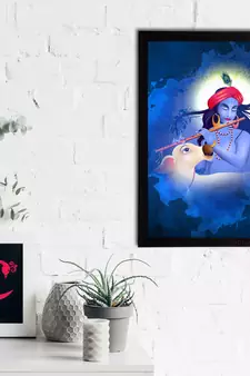 eCraftIndia Lord Krishna Satin Matt Texture UV Art Painting