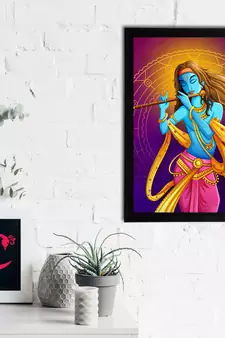 eCraftIndia Lord Krishna Satin Matt Texture UV Art Painting