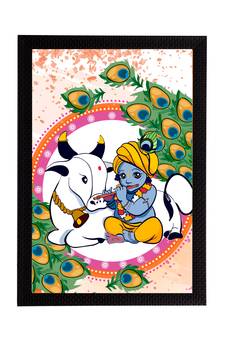 eCraftIndia Lord Krishna Satin Matt Texture UV Art Painting