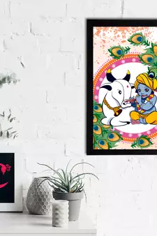 eCraftIndia Lord Krishna Satin Matt Texture UV Art Painting