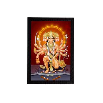 eCraftIndia Panch Mukhi Lord Hanuman Satin Matt Texture UV Art Painting 1