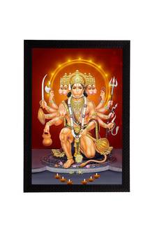 eCraftIndia Panch Mukhi Lord Hanuman Satin Matt Texture UV Art Painting